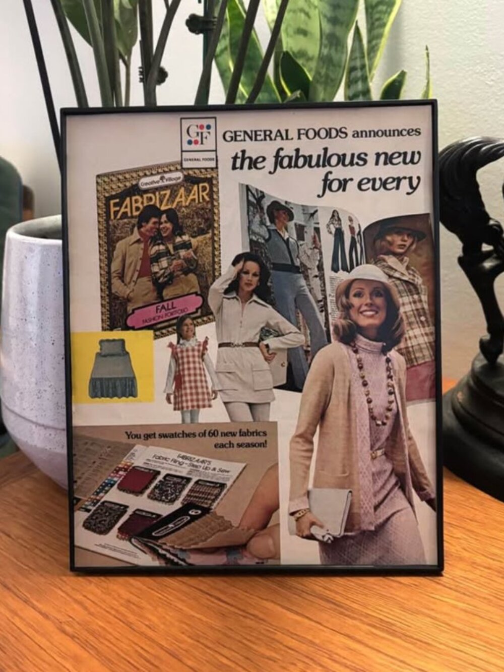 Vintage Framed Ad 1970s Magazine Advertisement Wall Art- General Foods